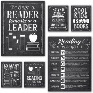 Reading Motivational Posters | Set of 6 | Motivational Posters - Gold Glitter
