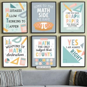 Math Motivational Posters | Set of 6 | Math Class - Colorful Pastel